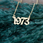 925 Sterling Silver Old English Number Necklace