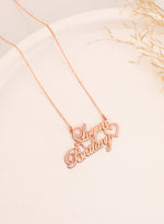 925 Sterling Silver Two Name With Heart Necklace