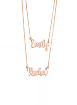 925 Sterling Silver Personalized Double Name Double Chain Necklace