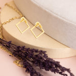 925 Sterling Silver Triangle Square Ear Jacket Necklace