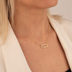 925 Sterling Silver Birthstone Rectangle Necklace