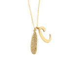 925 Sterling Silver Initial With Leaf Necklace
