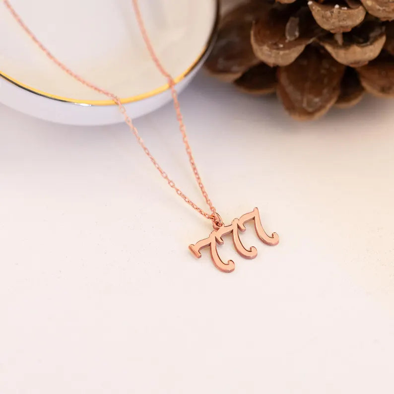 925 Sterling Silver 777 Sayı Necklace