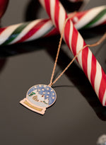 925 Sterling Silver Snow Globe Christmas Necklace