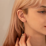 925 Sterling Silver Threader Triangle Chain Earrings