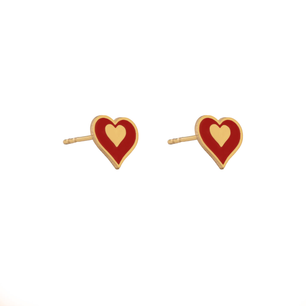 925 Sterling Silver Enamel Heart Studs