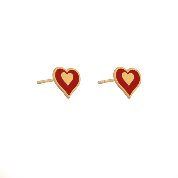 925 Sterling Silver Enamel Heart Studs