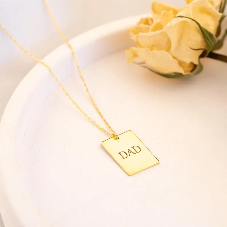 925 Sterling Silver Personalized Custom Name Rectangle Bar Necklace