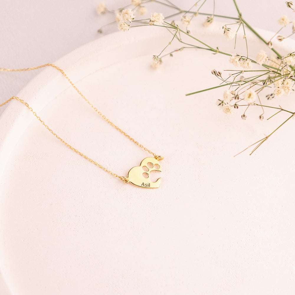 925 Sterling Silver Paw Heart Necklace