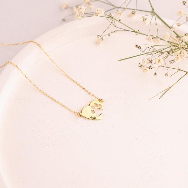 925 Sterling Silver Paw Heart Necklace