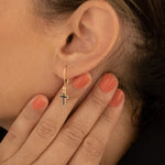 925 Sterling Silver Enamel Cross Earrings