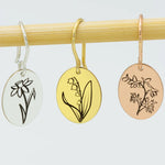 925 Sterling Silver Dangle Birth Flower Earrings