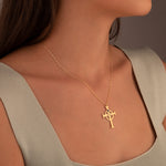 925 Sterling Silver Name Cross With Birthstones Necklace