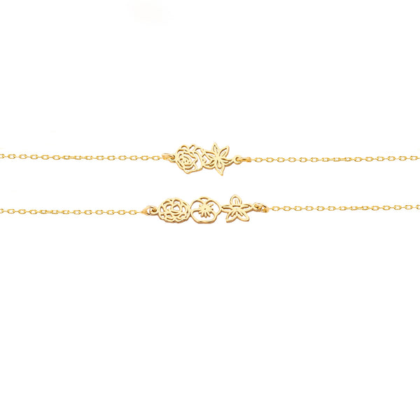 925 Sterling Silver Birth Flower Bracelet,