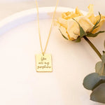 925 Sterling Silver Rectangle Bar Mesaj Necklace
