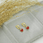 925 Sterling Silver Red Heart Earring 398