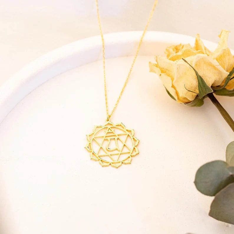 925 Sterling Silver Flower of Life Ve Om Necklace