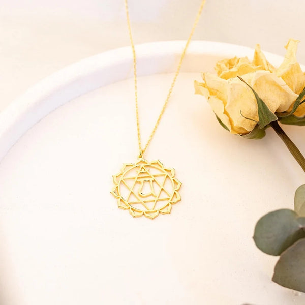 925 Sterling Silver Flower of Life Ve Om Necklace