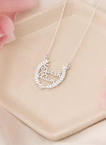925 Sterling Silver Double Name Crown Necklace