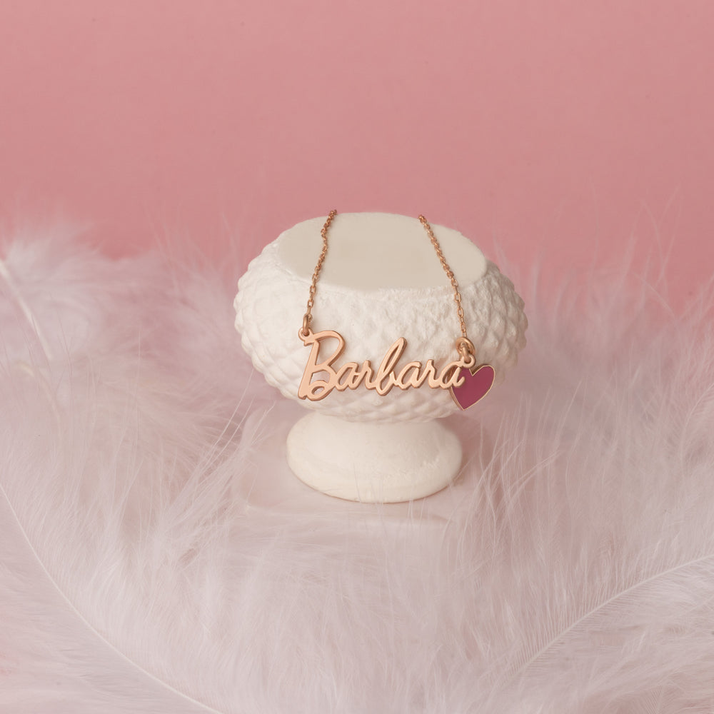 925 Sterling Silver Barbie Font Necklace
