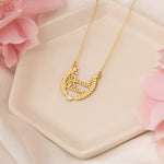 925 Sterling Silver Double Name Crown Necklace
