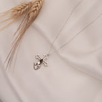 925 Sterling Silver Praying Hands Crucifix Necklace 361