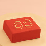 925 Sterling Silver Double Hexagon Stud Earring