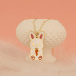 925 Sterling Silver Enamel Baby Rabbit Necklace