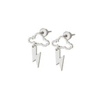 925 Sterling Silver Cloud And Lightning Dangle Earrings