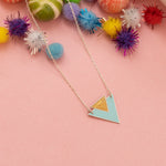 925 Sterling Silver Enamel Double Triangle Necklace