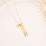 925 Sterling Silver Two Bar And Heart Necklace