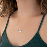 925 Sterling Silver Enamel Rectangle Bar Necklace