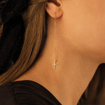 925 Sterling Silver Threader Cross Dangle Earring