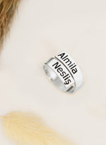 925 Sterling Silver İki Personalized Custom Name Kıvrımlı Ring