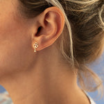 925 Sterling Silver Birth Stone Key Earrings