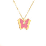 925 Sterling Silver Pink Enamel Butterfly Necklace
