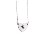 925 Sterling Silver Heart With Initial Necklace