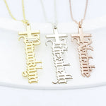 925 Sterling Silver Veritical Cross Name Necklace