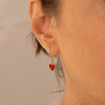 925 Sterling Silver Red Heart Earring 397