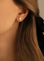 925 Sterling Silver Tiny Cross Earring