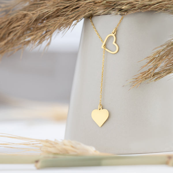 925 Sterling Silver Heart Y Necklace