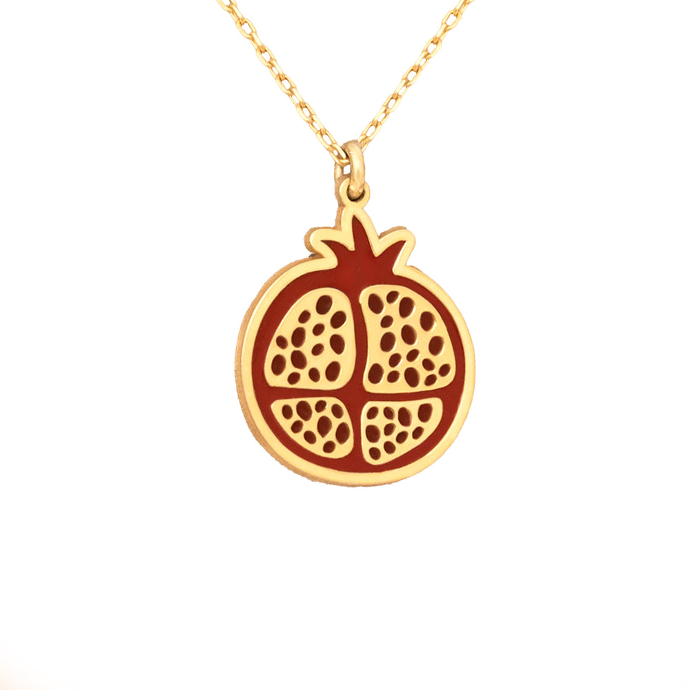 925 Sterling Silver Enamel Pomergranate Necklace