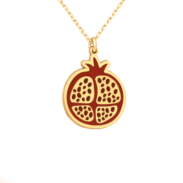 925 Sterling Silver Enamel Pomergranate Necklace