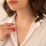 925 Sterling Silver Birth Flower Name Necklace Horizontal