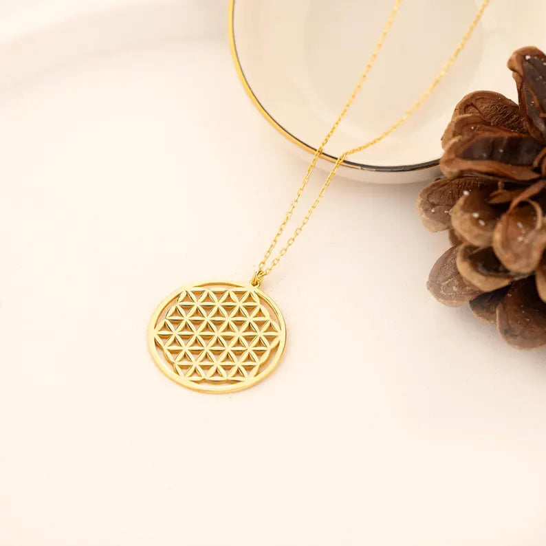 925 Sterling Silver Yaşam Çi̇çeği̇ Necklace