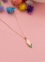 925 Sterling Silver Enamel Diamond And Triangle Necklace,