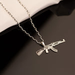 925 Sterling Silver Half Oxidized Chain Kalashnikov Necklace