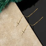 925 Sterling Silver Threader Cross Dangle Earring