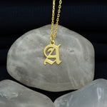 925 Sterling Silver Old English Inital Necklace