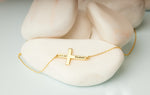 925 Sterling Silver Personalized Sideways Cross Name Necklace